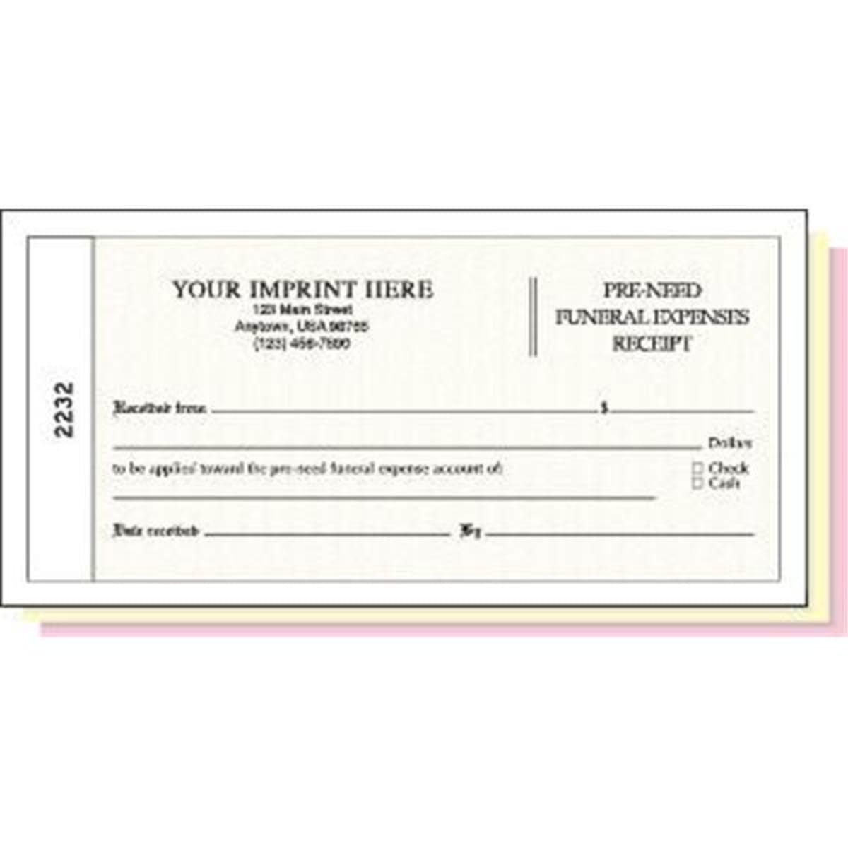 Pre Need Funeral Expenses Receipt Book Use With 292948