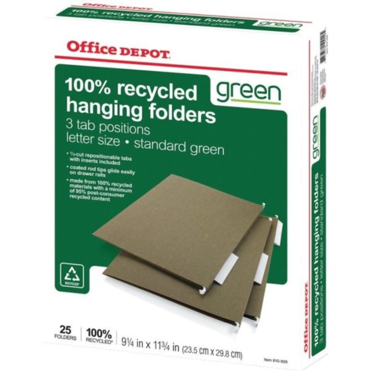 Office Depot Brand Hanging Folders Letter Size Green Pack Of 25 Hd Supply