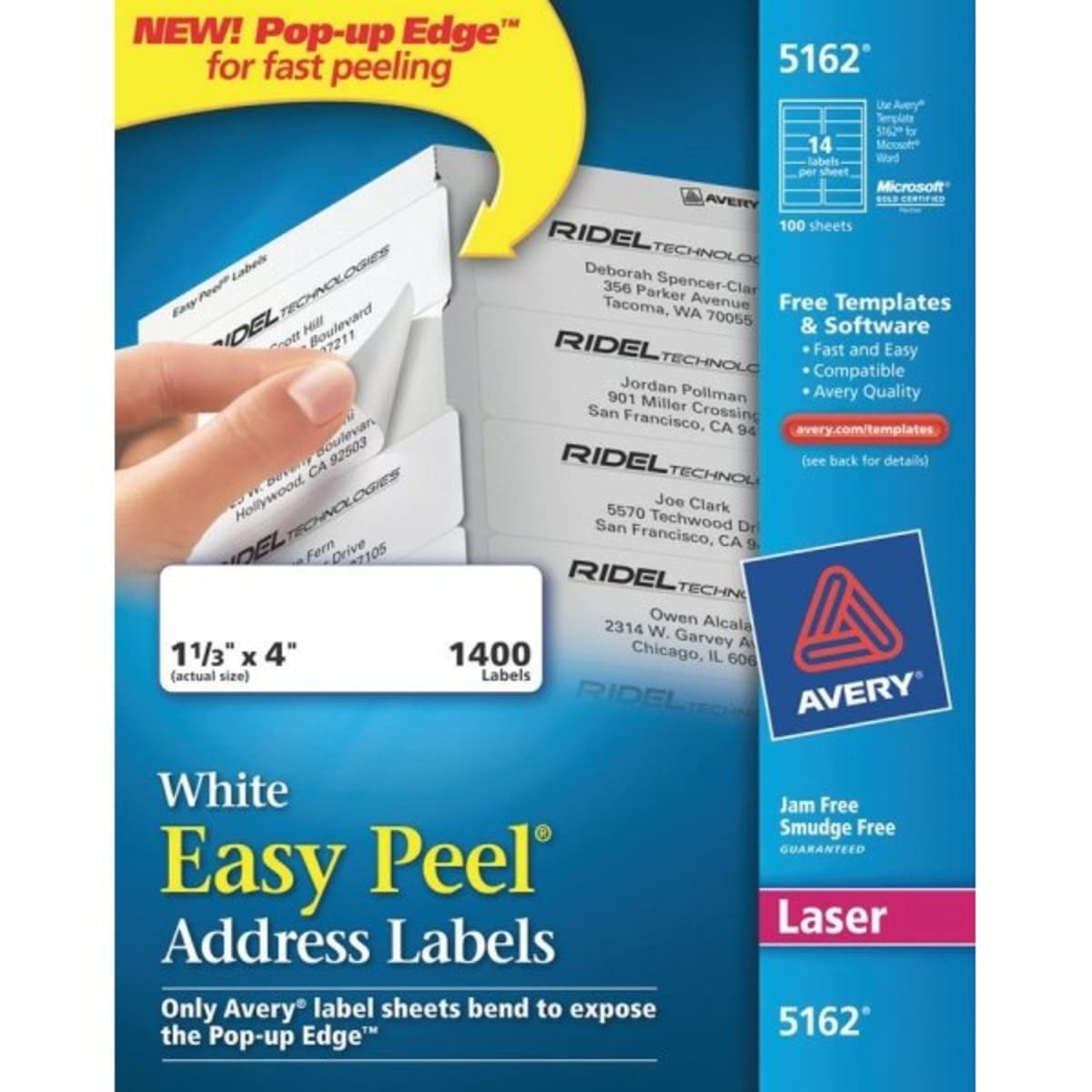 Avery® Laser Address Labels, White, 1-1/3