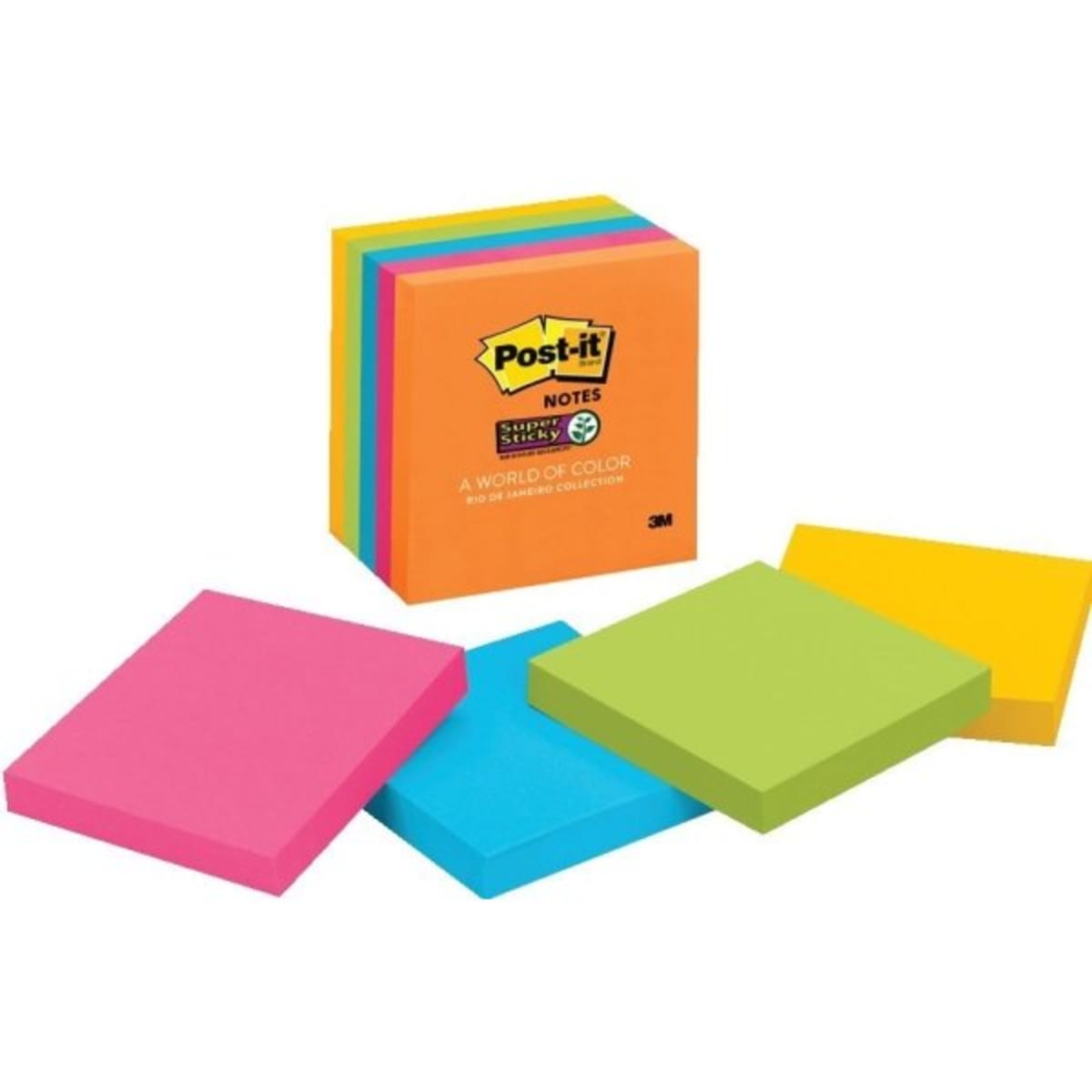 NEW 135 SHEETS PERFORATED STICKY NOTES 3" X 3" AVERY 3 PADS 3 COLOURS
