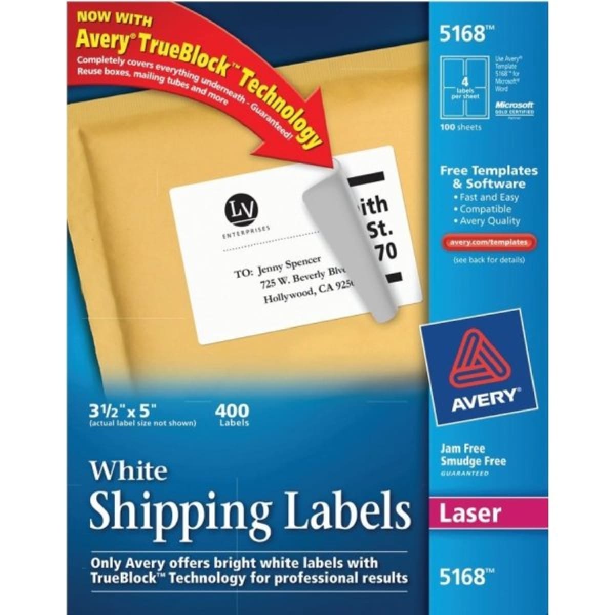 Avery® TrueBlock Laser Printer Shipping Labels, 3-1/2