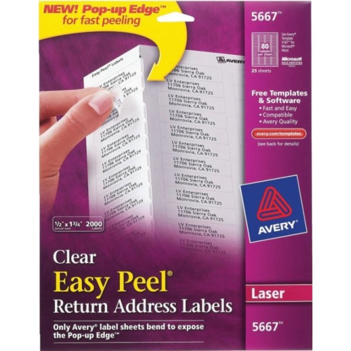 Avery 1/2 x 1-3/4 in. Return Address Labels (Clear) (2000-Box ...