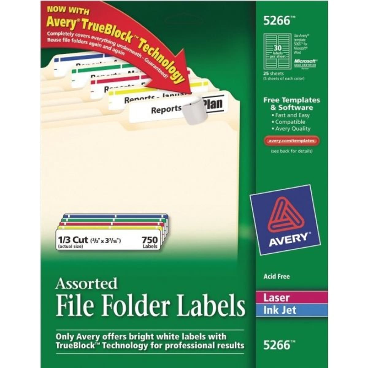Avery® TrueBlock File Folder Labels, 2/3