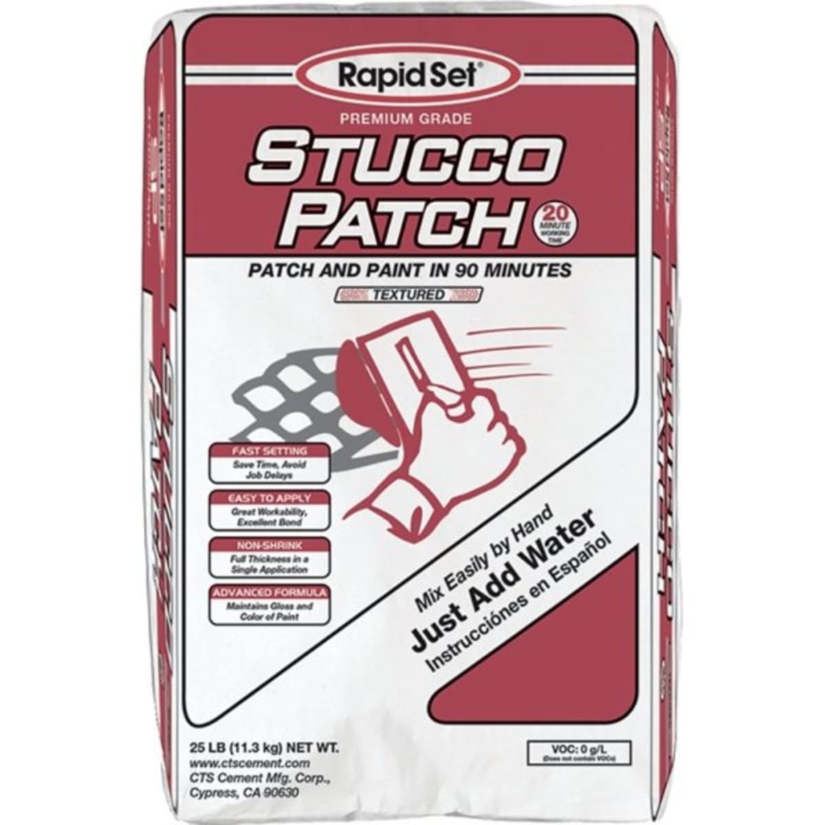 Rapid Set 71010025 25lb Stucco Patch Stucco Repair Material Hd