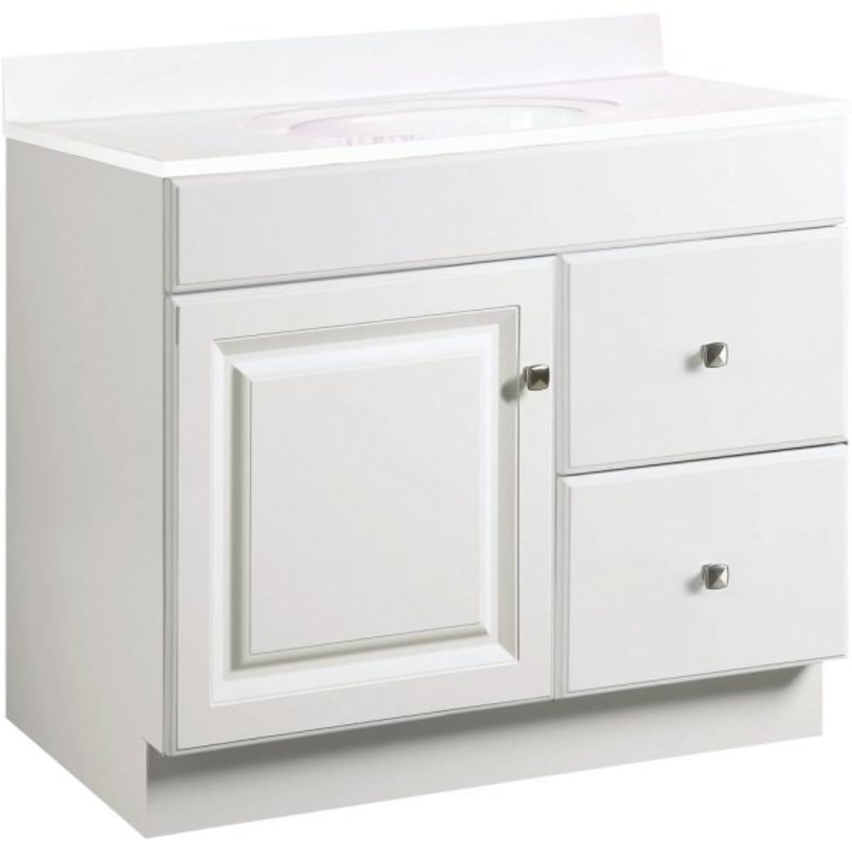 Seasons 36w X 31 1 2h X 21 D White Thermofoil Door Drawer Vanity