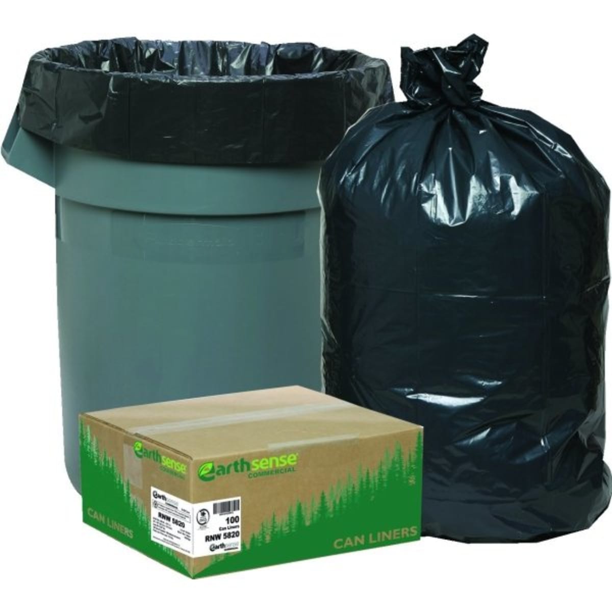 Aluf Plastics 55-60 Gallon 2.7 MIL Black Trash Bags - 38 x 58
