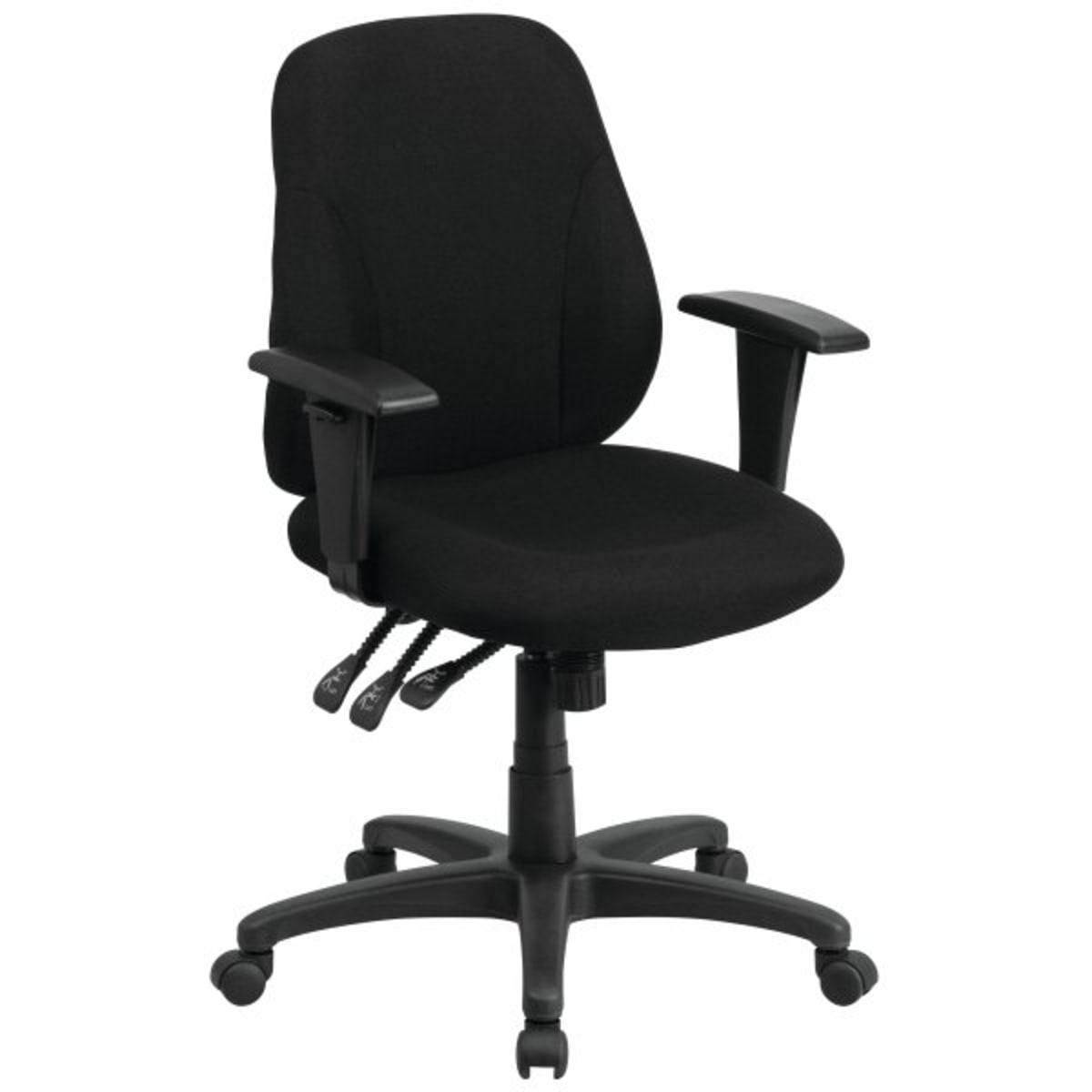 Mid Back Black Fabric Multi Functional Chair With Adjustable Height And Arms Hd Supply