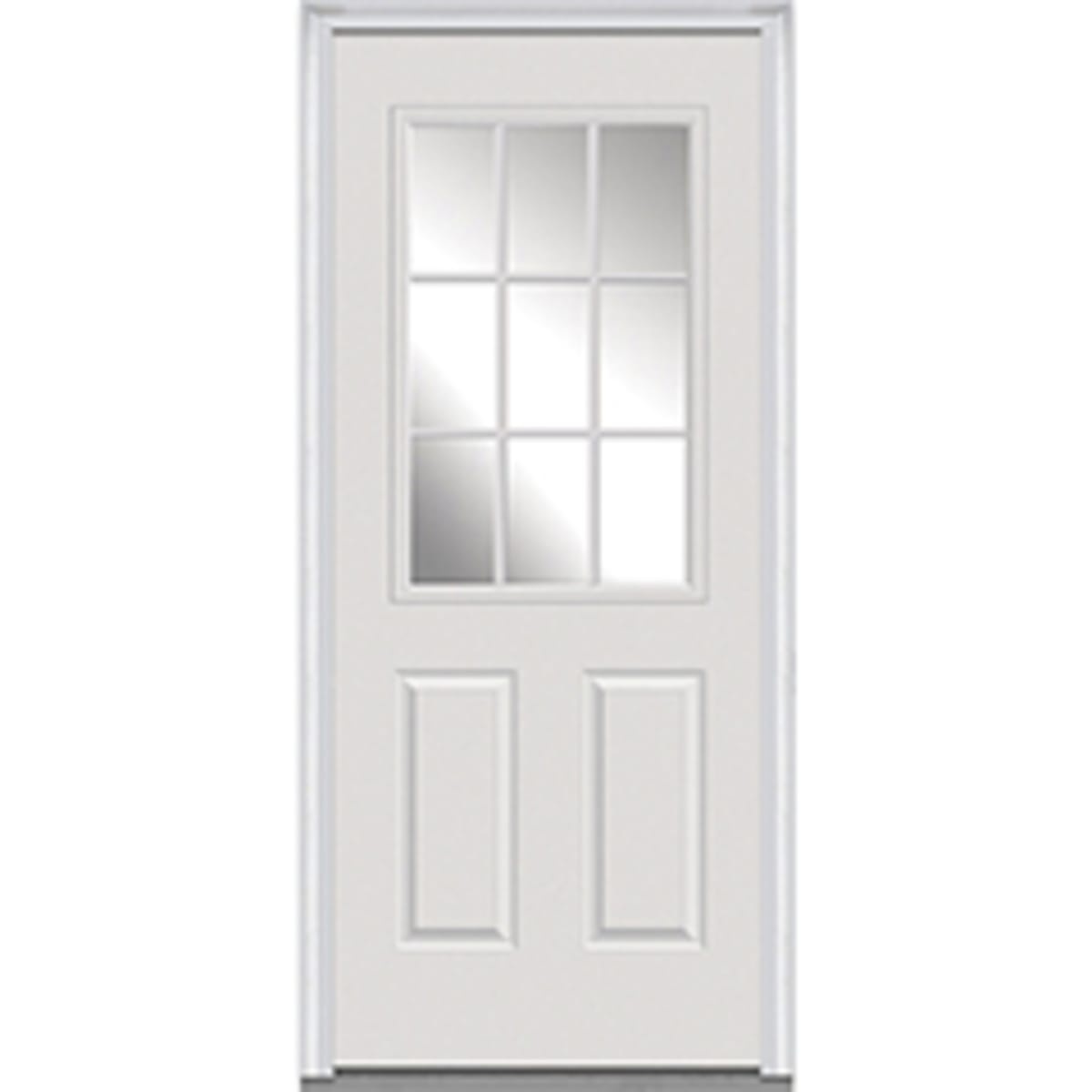 1 2 Lite 2 Panel 36x80 Front Door White Rh White