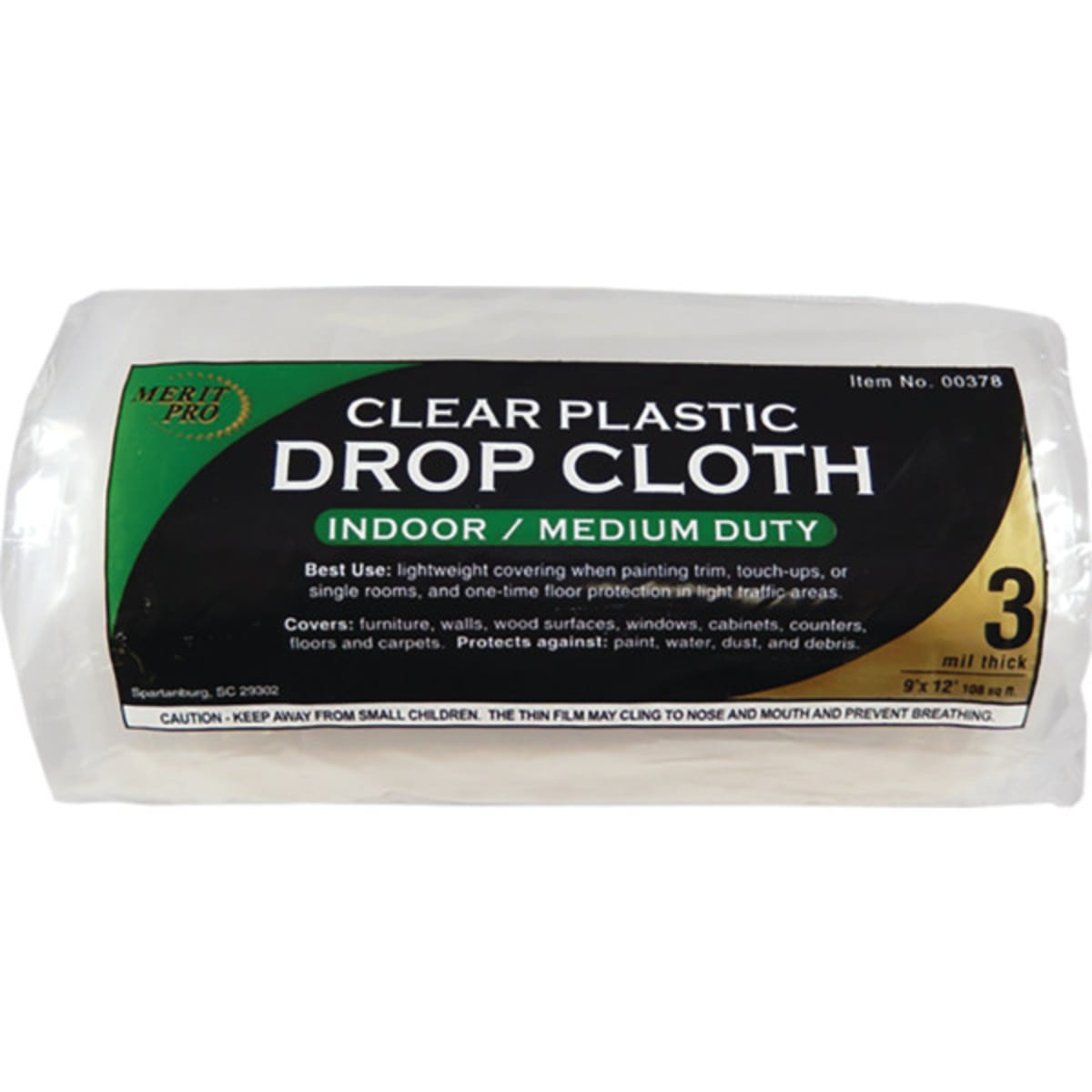 Dynamic 00378 9 X 12 3 Mil Clear Rolled Drop Cloth Package Of 12 Hd Supply