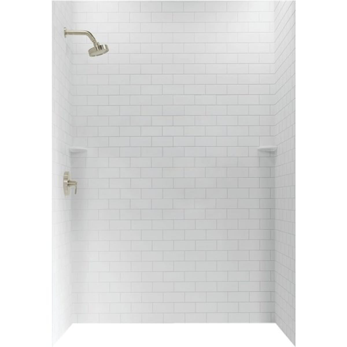 Swanstone 36d X 62w X 72h Subway Tile Shower Wall Kit White Hd Supply