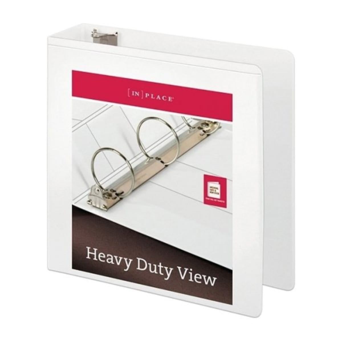 In Place White Heavy Duty Non Stick View Binder With 3 Inch Rings
