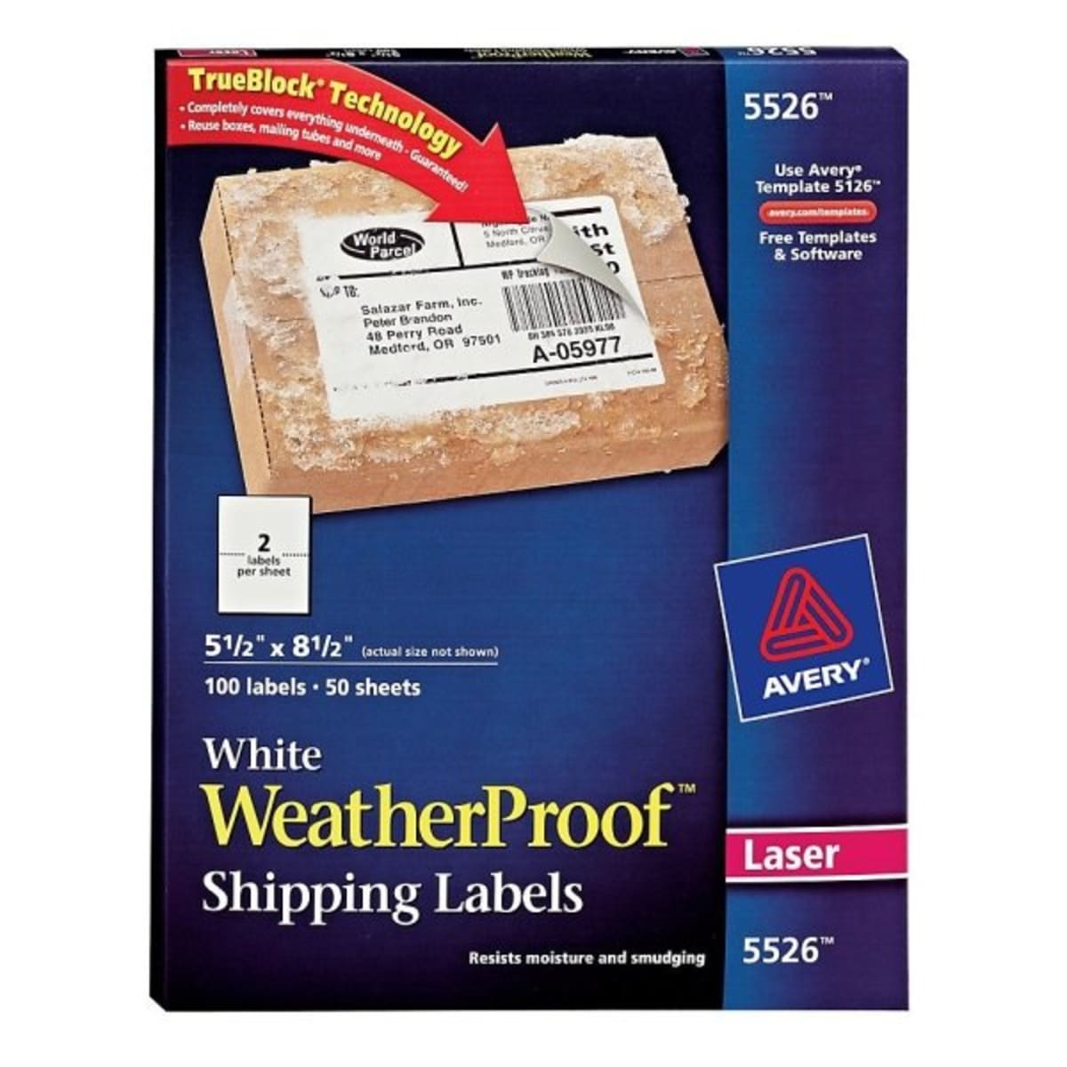 Avery® WeatherProof White Laser Mailing Label- TrueBlock ...