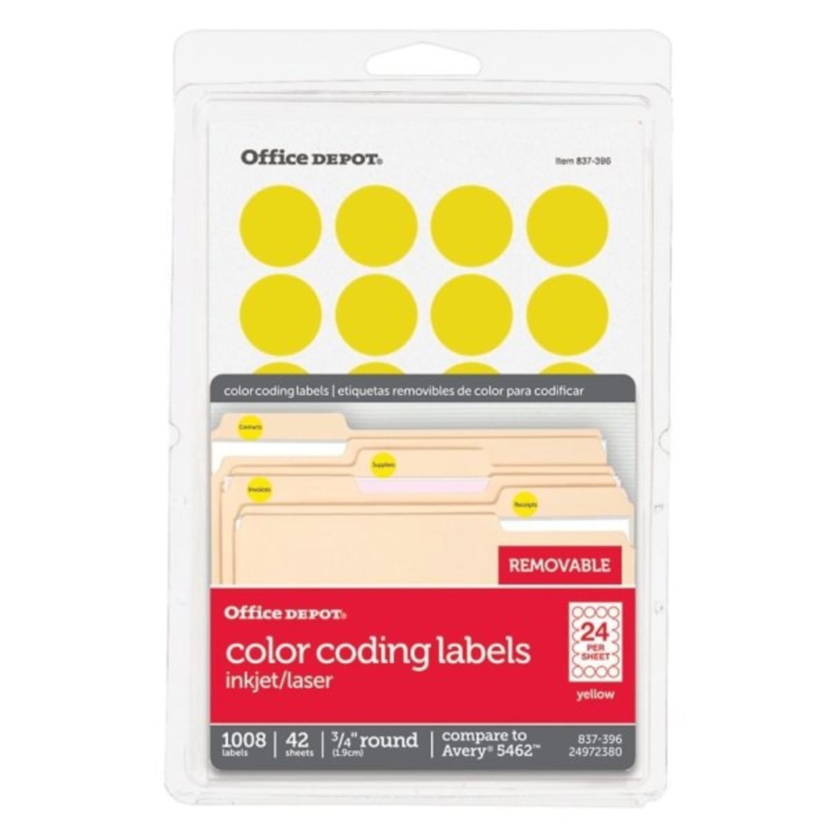 Office Depot® Yellow Round Color-Coding Removable Label ...