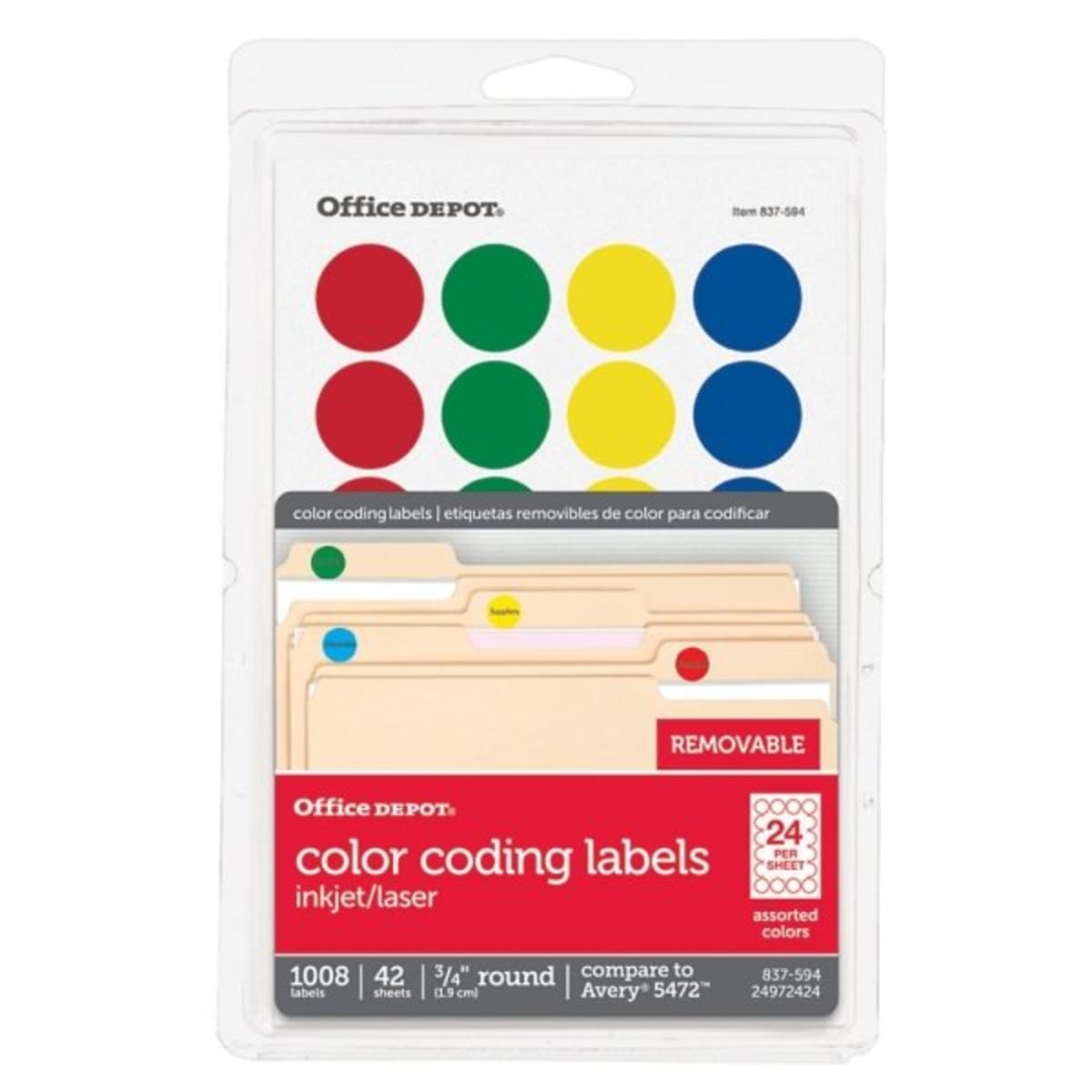 Office Depot® Assorted Colors Round Color-Coding Removable Label, Pack Of  1,008 | HD Supply