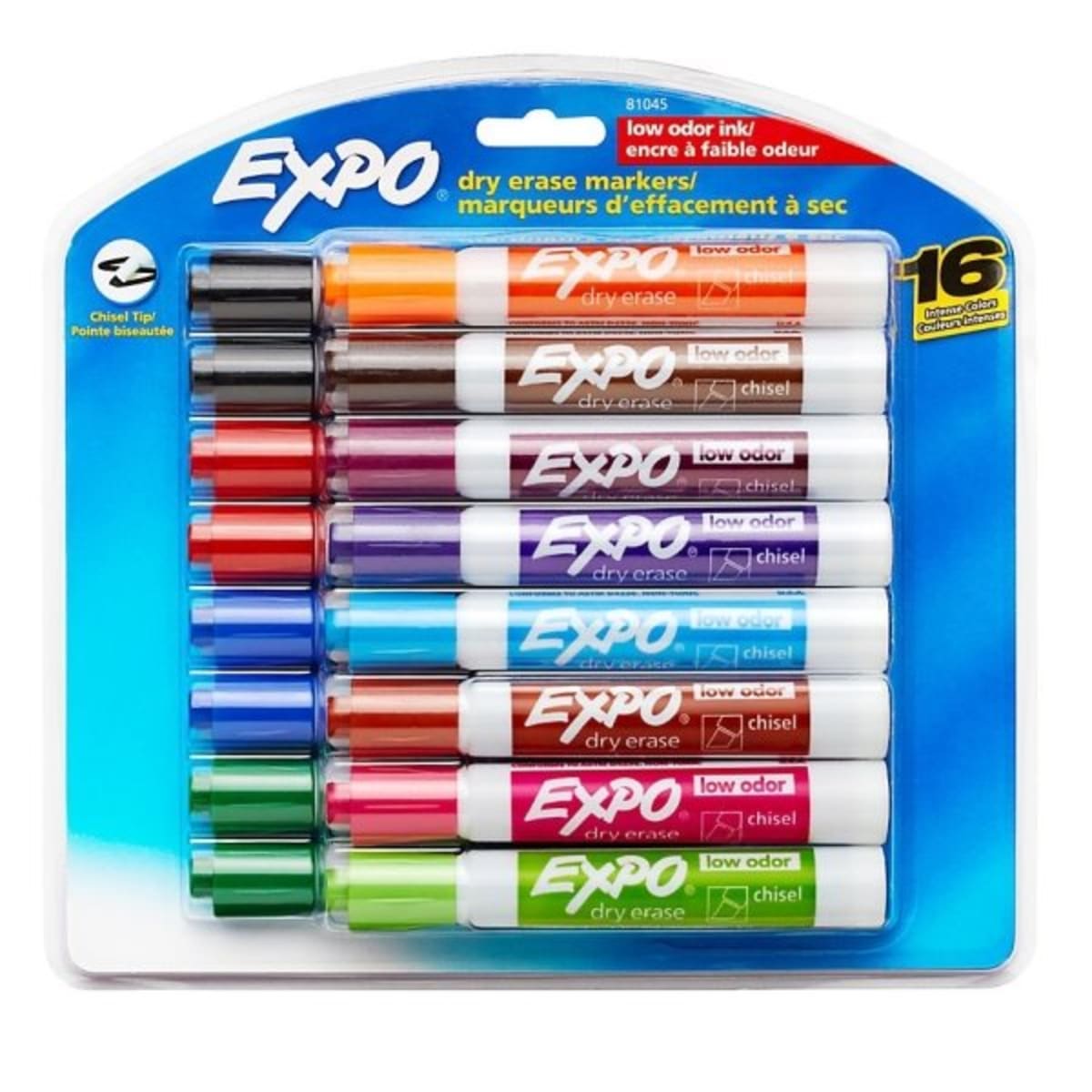 Expo® Low-Odor Dry-Erase Markers, Chisel Point, Assorted Colors, Package Of  4