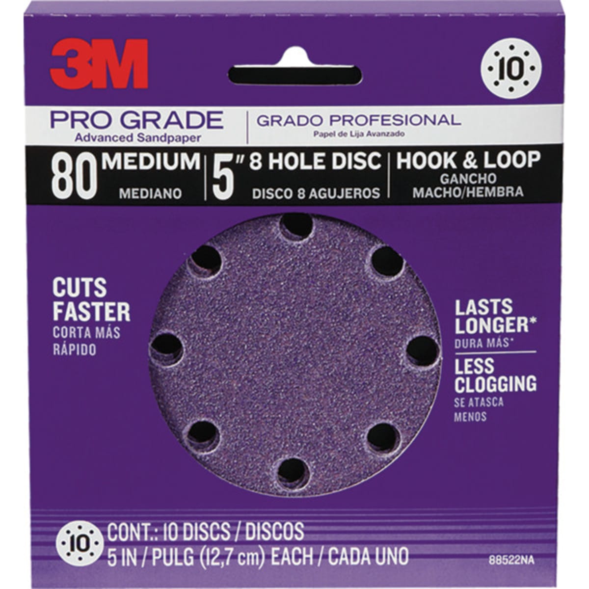 3M 88522NA-9-B Pro Grade 5-Inch 8-Hole Sanding Disc 