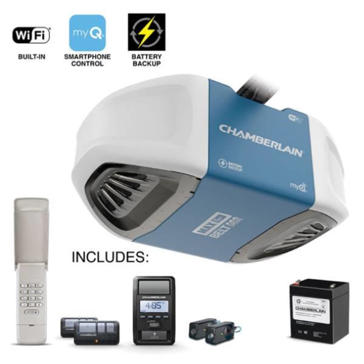 Chamberlain 1 2 Horsepower Whisper Drive With Keypad And 2 Remotes
