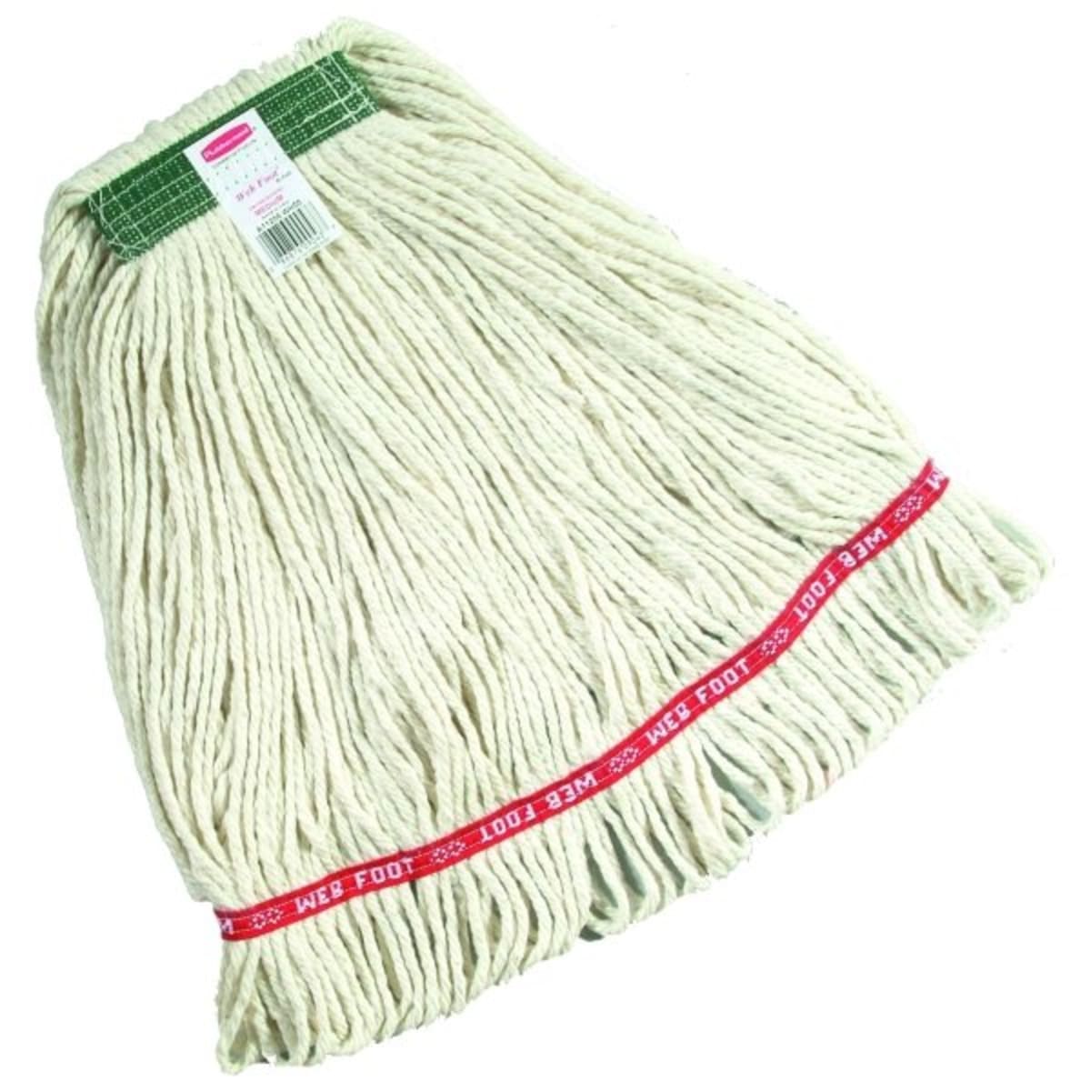 Rubbermaid Web Foot 20 Oz Medium Blend Wet Mop Head White W 1 In Headband Green 6 Pack Hd Supply