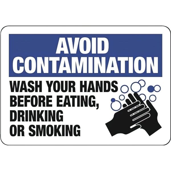 Emedco® "Avoid Contamination" Industrial Plastic Hand Wash Sign, 10"H X 14"W