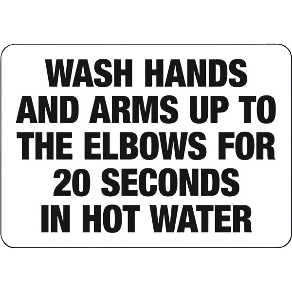 Emedco® "Wash Hands In Hot Water" Industrial Food Safety Sign, 10"H X 14"W