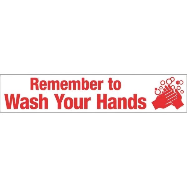 Emedco® "Remember To Wash Your Hands" Self Adhesive Vinyl, Red, 4"H X 20"W