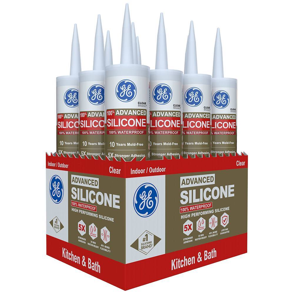GE 10.1 Oz Silicone 2 Kitchen And Bath Sealant, Clear, Case Of 12