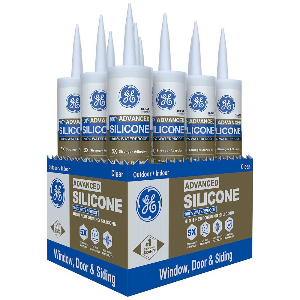GE 10.1 Oz Silicone 2 Window And Door Sealant, Clear, Case Of 12