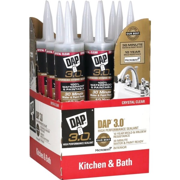 DAP 10.1 Oz Kwik Seal Plus Kitchen and Bath Caulk (White) (12Count