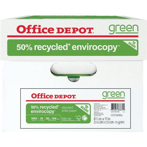 Office Depot® Brand Multipurpose Paper, 81/2" x 11", Case Of 5 Reams