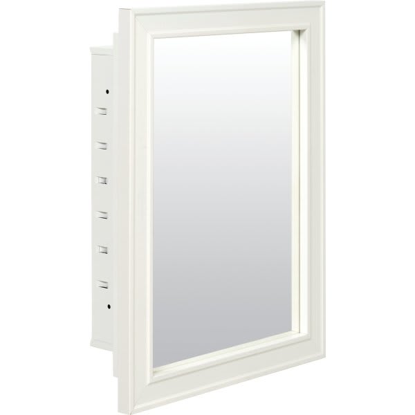American Pride® 16w X 22"H White Wood Frame Recessed Mount Medicine Cabinet