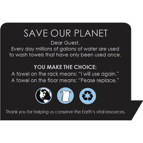 Spindle Save Our Planet - Towel On Rack I Will Use Again Black  Package Of 50