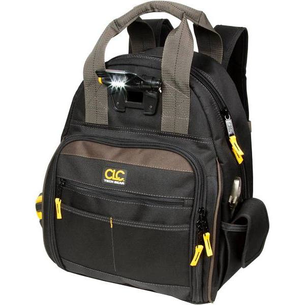 Custom Leathercraft 53-Pocket Lighted Tool Backpack Bag