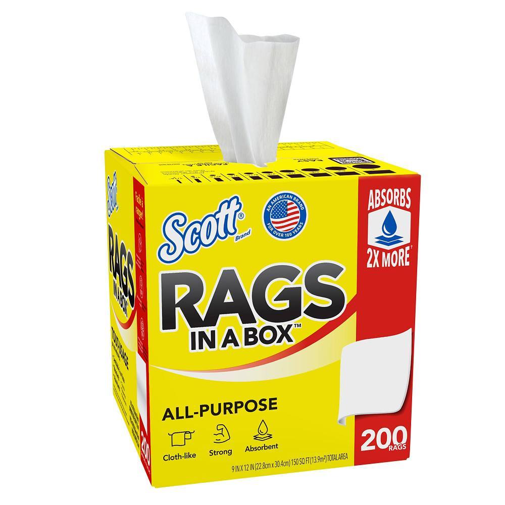 Scott Rags In A Box Cloth-Like Rags, 200 Rags-Box Package Of 200