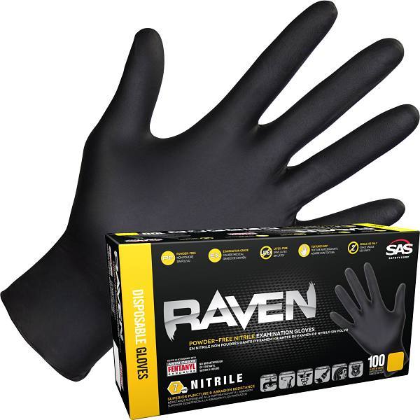 Sas Safety® Raven Disposable Nitrile Exam Gloves, Medium, Package Of 100