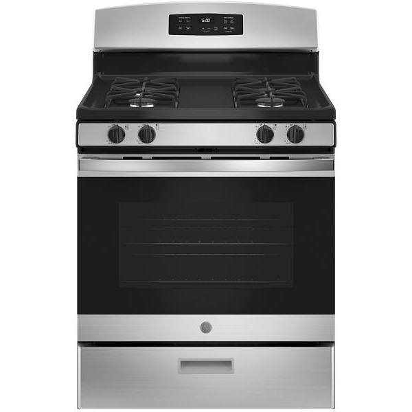 GE 30 In. 4.8 Cu. Ft. 4 Burner Gas Freestanding Range, Standard Clean, Stainless Steel