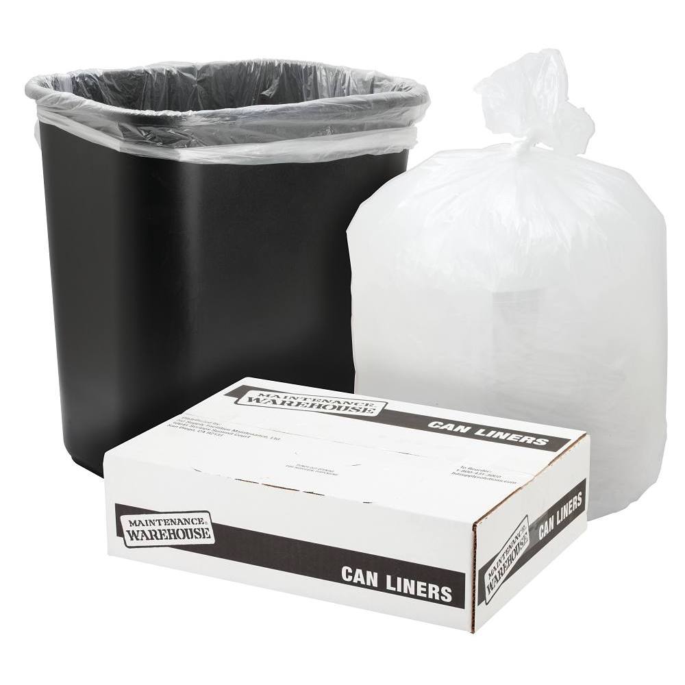 Maintenance Warehouse Can Liner 40-45 Gal. 14 Mic High-Density, Natural, 40" X 46" Pack Of 250