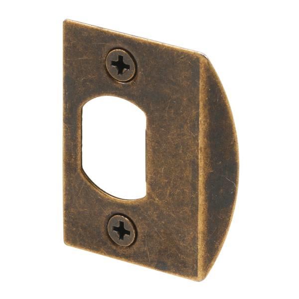 Standard Latch Strike, 1-5/8in, Steel, Antique Brass, Package Of 2