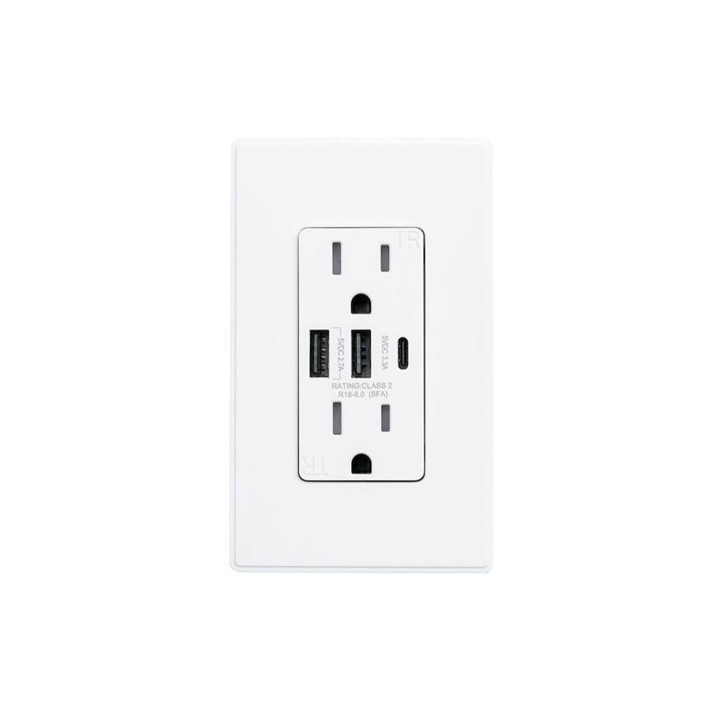Maintenance Warehouse 15 Amp Duplex Standard Outlet W/ Ac-Type USB Charger