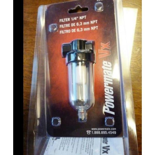 Powermate  1/4 Air Line Filter, 40 Micron, Clear Bowl With Drain,