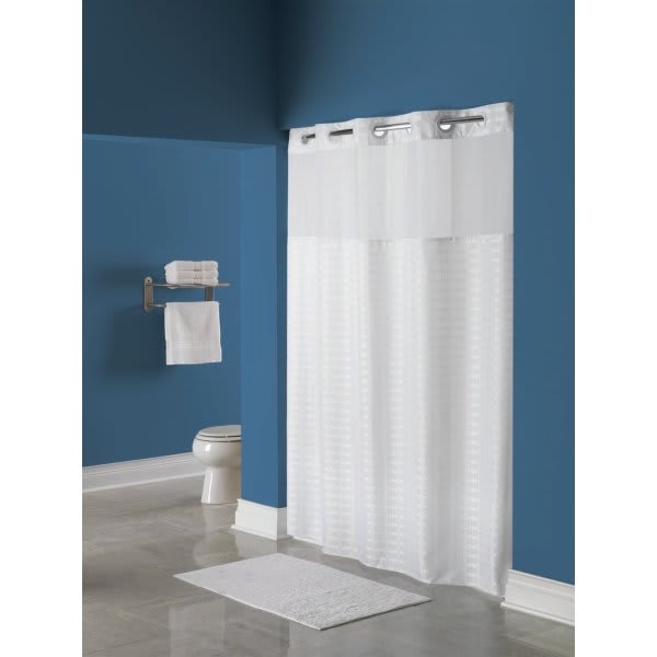 Focus Products Madison Hookless Shower Curtain Window & Liner, White
