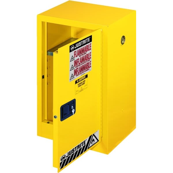 Justrite®  12 Gallon Sure-Grip Ex Flammable Liquid Storage Cabinet- Manual Closing