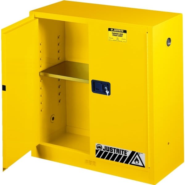 Justrite®  30 Gallon Sure-Grip Ex Flammable Liquid Storage Cabinet-Manual Closing