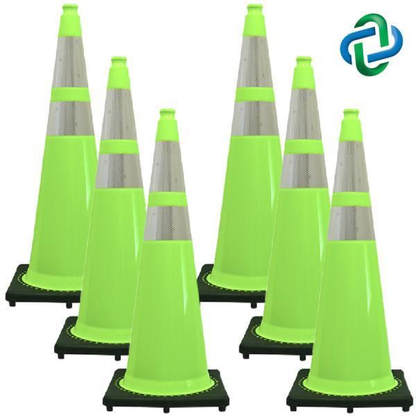 Mr. Chain 36 Safety Green Reflective Traffic Cones Package Of 6