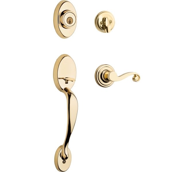 Kwikset Tustin Polished Brass Interconnect Deadbolt And Keyed Entry