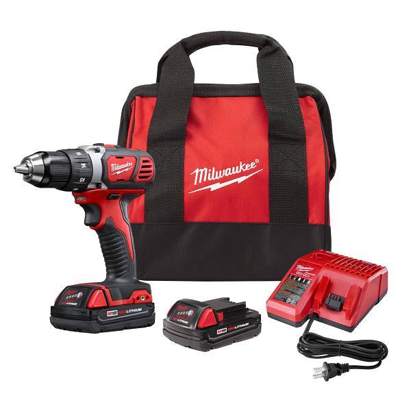 Milwaukee M18 18v Cordless 1/2 In. COMPACT Drill Driver Kit With 1.5ah Batteries, Charger, And Soft Case