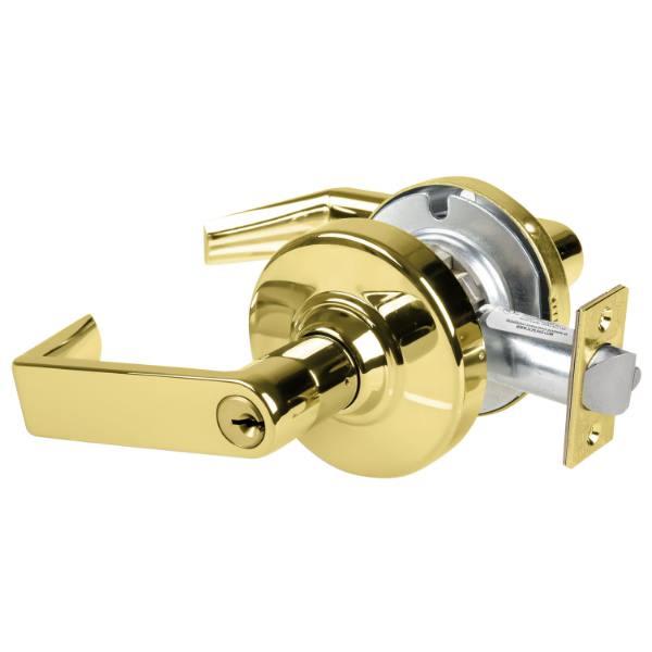 Schlage Alx Storeroom Lockset, Saturn, S123 Keyway, Satin Brass, Non