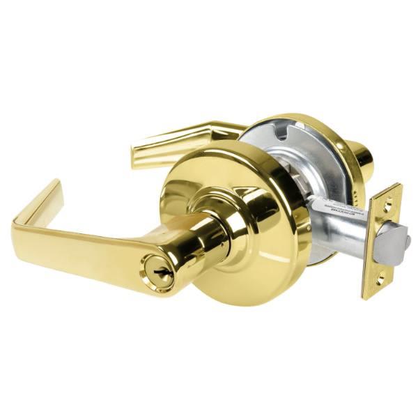 Schlage Alx Entrance Lockset, Saturn, S123 Keyway, Bright Brass, Non-Handed