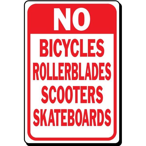 Hy-Ko "No Bicycles/Rollerblades/Skateboards" Sign, 12 X 18" Heavy Duty Aluminum