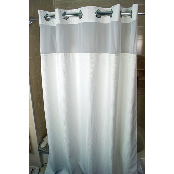 Kartri Hang2it Chrome Buckle Cty Waffle Shower Curtain 72x74 White With Window And Snap, Case Of 12