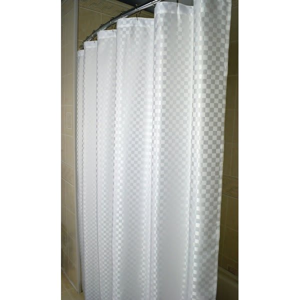 Kartri Satin Box Shower Curtain 72x72 White Tone On Tone 100% Polyester, Case Of 12